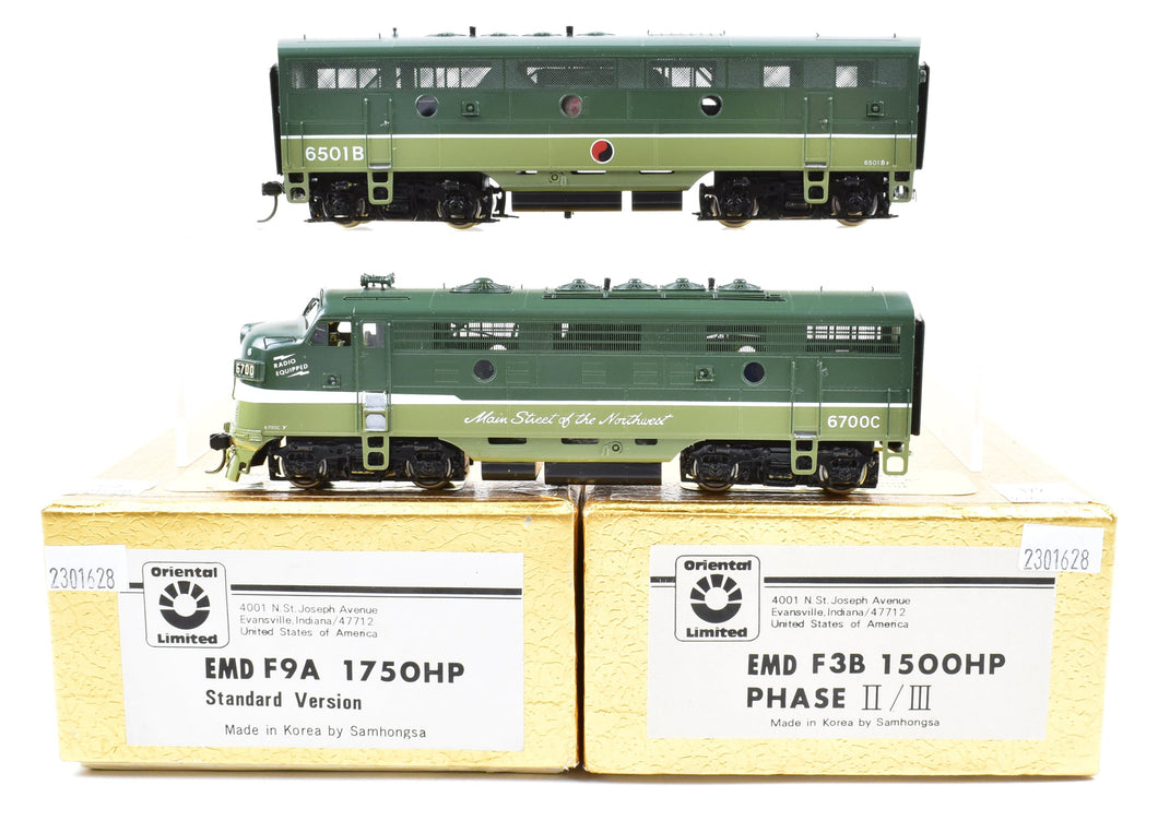 HO Brass Oriental Limited NP - Northern Pacific EMD F9a/F3b CP Nos. 6700/501B