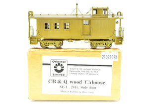 HO Brass Oriental Limited CB&Q - CB&Q NE-1 28' Side Door Wood Caboose 