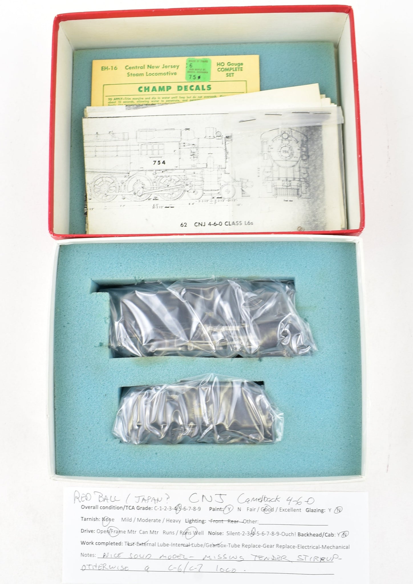 HO Brass Red Ball CNJ - Central Railroad Of New Jersey 4-6-0 Camelback ...