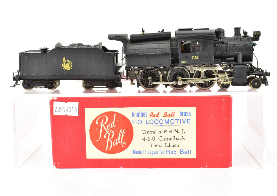 HO Brass Red Ball CNJ - Central Railroad Of New Jersey 4-6-0 Camelback Custom Painted