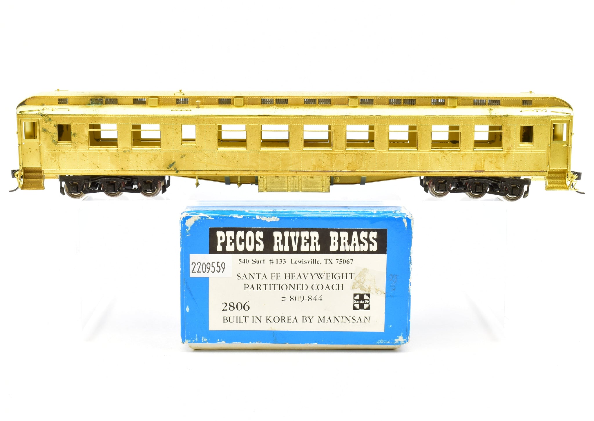 N Brass Pecos River Brass ATSF - Santa Fe Heavyweight Business Car #9/10  AS-IS