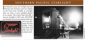 HO Brass TCY - The Coach Yard SP - Southern Pacific 1949-1955 Starlight Passenger Cars