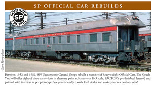 HO Brass TCY - The Coach Yard SP - Southern Pacific Official Car Rebuilds Passenger Cars