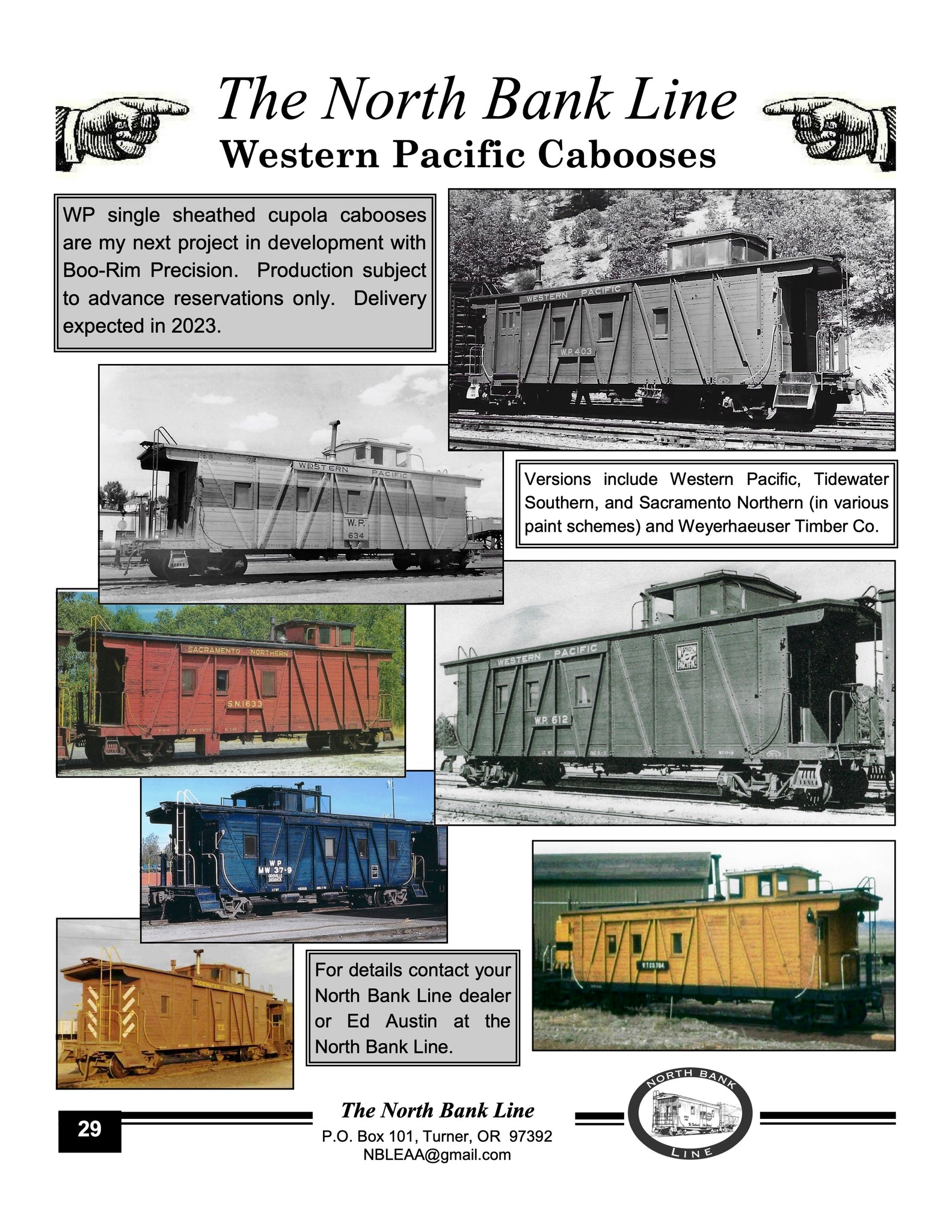 HO Brass NBL - North Bank Line WP - Western Pacific Cabooses – ReSourced  Rails